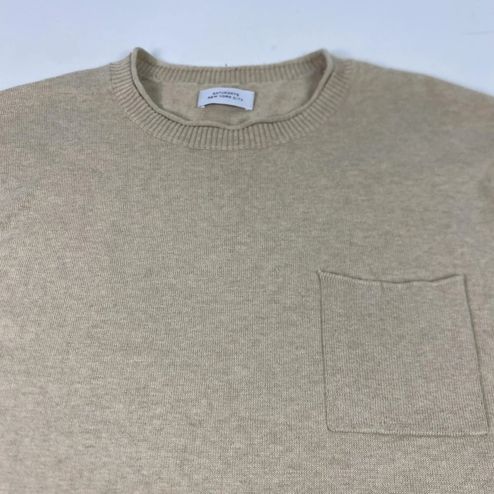 Saturdays New York City Sweater Mens Large Beige Cashmere‎ Blend Crew Neck